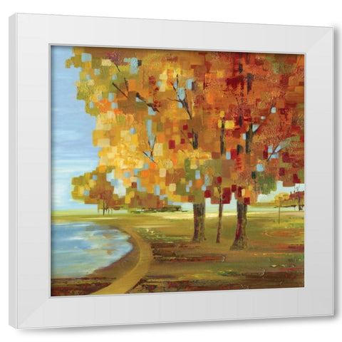 Mosaic Landscape II White Modern Wood Framed Art Print by Lera
