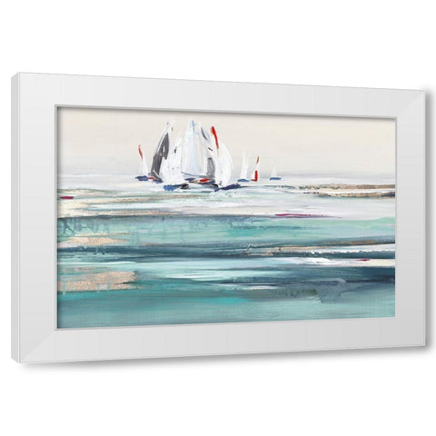 Still Sailing White Modern Wood Framed Art Print by Lera