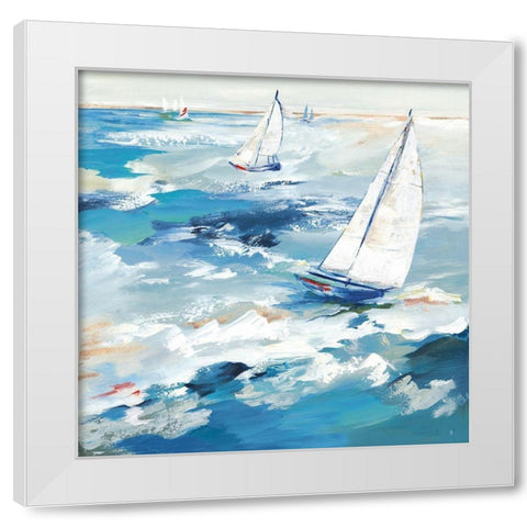 Smooth Sailing White Modern Wood Framed Art Print by Lera