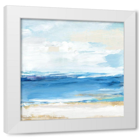 Shoreline Waves White Modern Wood Framed Art Print by Lera