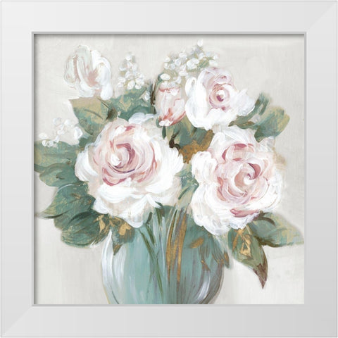 Golden Bouqet White Modern Wood Framed Art Print by Lera
