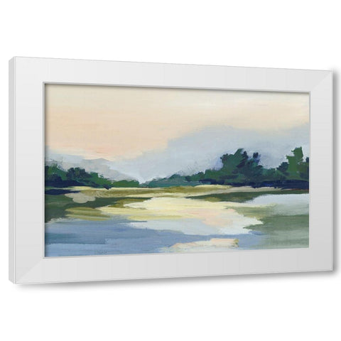 Forest Sunset View White Modern Wood Framed Art Print by Lera