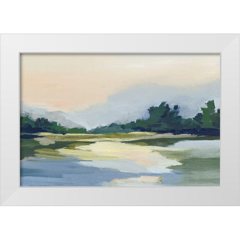 Forest Sunset View White Modern Wood Framed Art Print by Lera