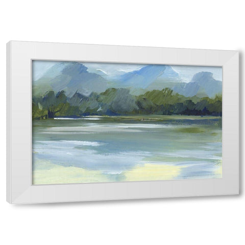 Evermore Green White Modern Wood Framed Art Print by Lera