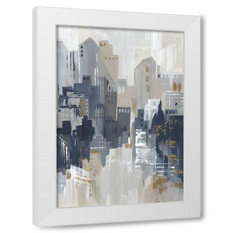 Indigo City I  White Modern Wood Framed Art Print by Lera