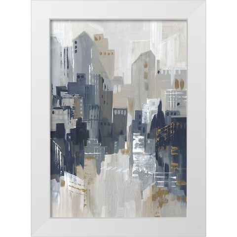 Indigo City I  White Modern Wood Framed Art Print by Lera