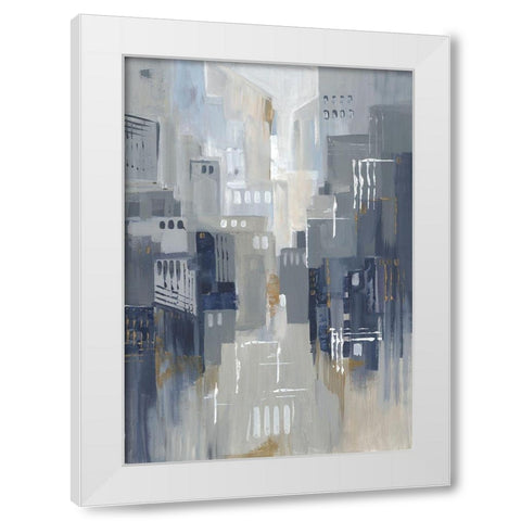 Indigo City II White Modern Wood Framed Art Print by Lera
