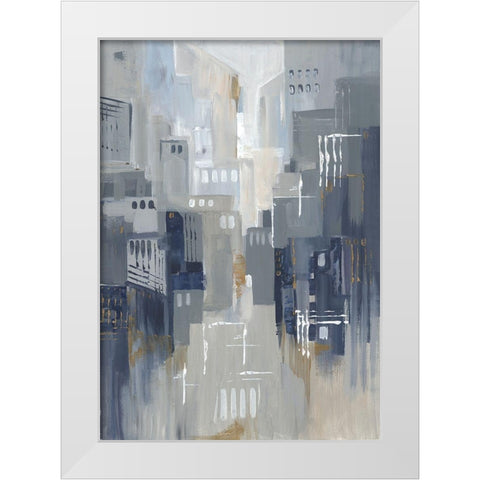 Indigo City II White Modern Wood Framed Art Print by Lera