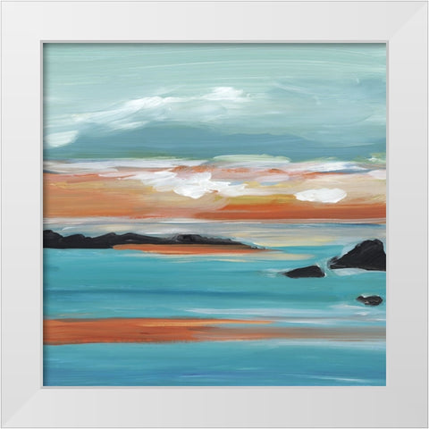 Ocean Oasis  White Modern Wood Framed Art Print by Lera