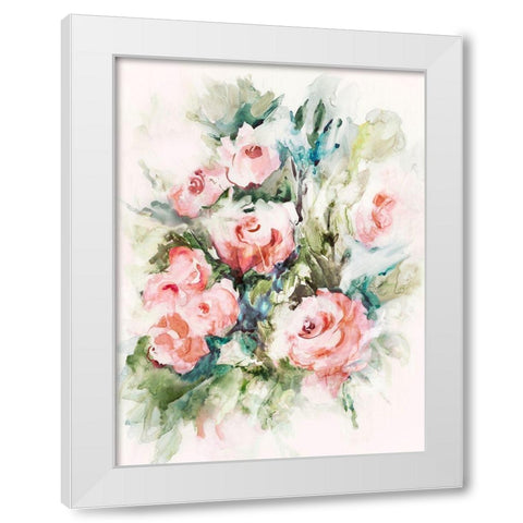 Fresh Pink Florals I  White Modern Wood Framed Art Print by Lera
