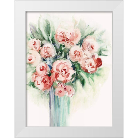 Roses in a Vase I  White Modern Wood Framed Art Print by Lera