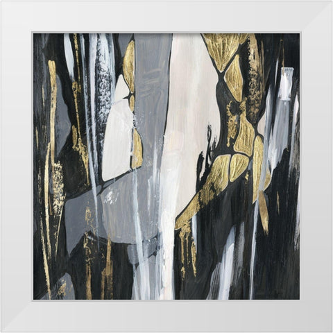 Golden Patches I  White Modern Wood Framed Art Print by Lera