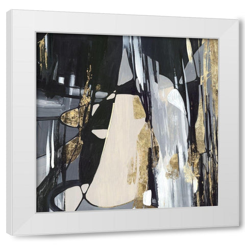 Golden Patches II White Modern Wood Framed Art Print by Lera