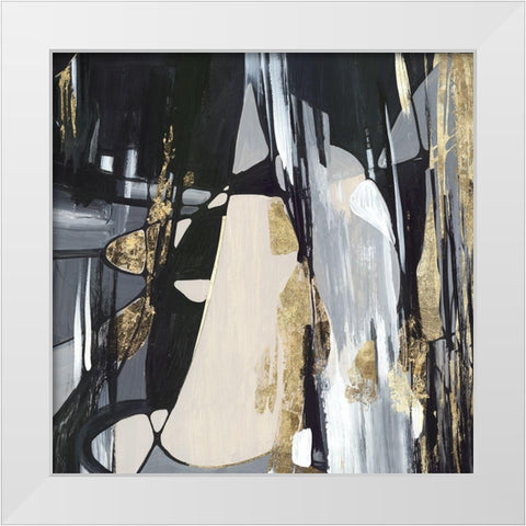 Golden Patches II White Modern Wood Framed Art Print by Lera