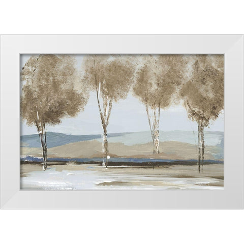 Golden Birch Tree Forest  White Modern Wood Framed Art Print by Lera
