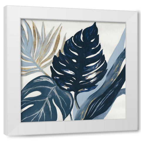 Blue Palms  White Modern Wood Framed Art Print by Lera
