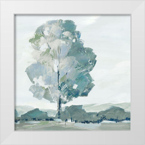 Blue Tree Forest I  White Modern Wood Framed Art Print by Lera