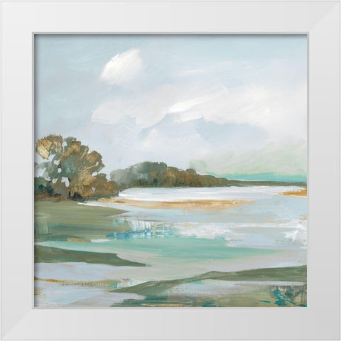 Serene Blue I  White Modern Wood Framed Art Print by Lera