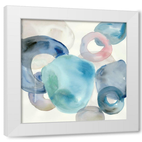 Blue Rings I White Modern Wood Framed Art Print by Lera