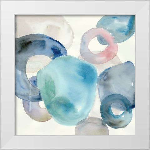 Blue Rings I White Modern Wood Framed Art Print by Lera