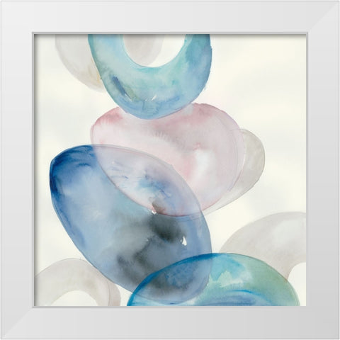 Blue Rings II White Modern Wood Framed Art Print by Lera