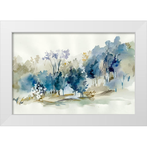 Standing Still Blue II White Modern Wood Framed Art Print by Lera