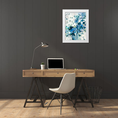 Blue Floral Vase White Modern Wood Framed Art Print by Lera