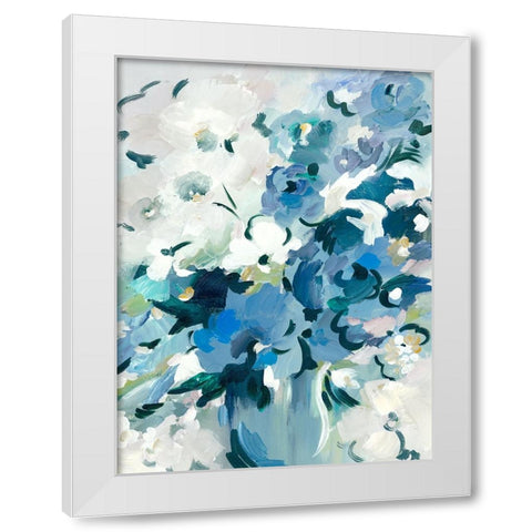 Blue Floral Vase White Modern Wood Framed Art Print by Lera