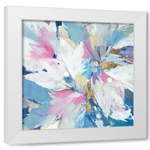 Pink Pastel Floral White Modern Wood Framed Art Print by Lera