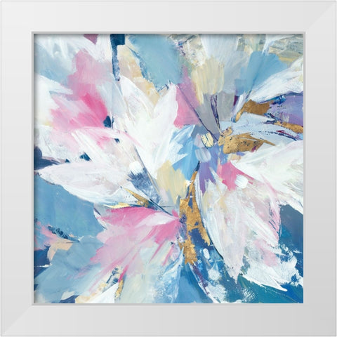 Pink Pastel Floral White Modern Wood Framed Art Print by Lera