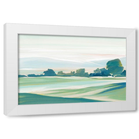 Green Serene  I White Modern Wood Framed Art Print by Lera