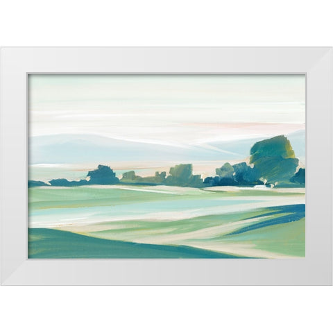 Green Serene  I White Modern Wood Framed Art Print by Lera