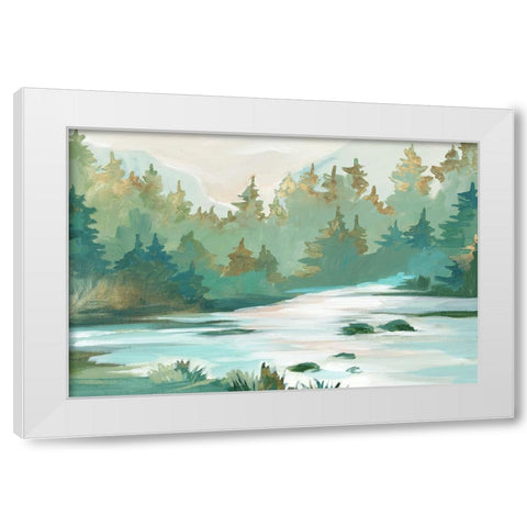 Green Serene  II White Modern Wood Framed Art Print by Lera