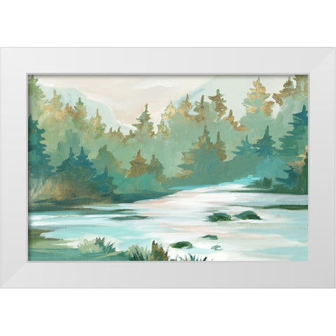 Green Serene  II White Modern Wood Framed Art Print by Lera
