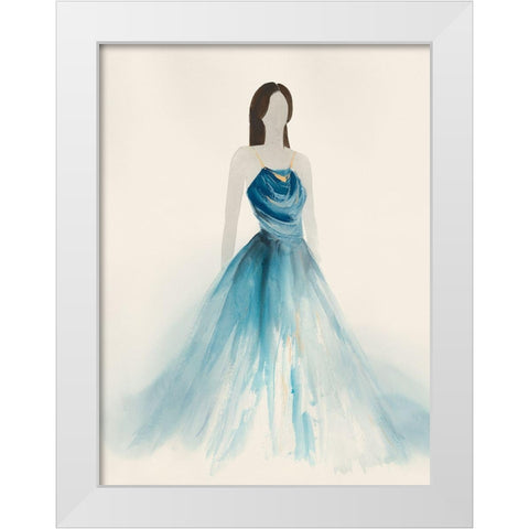 Blue Dress I  White Modern Wood Framed Art Print by Lily K