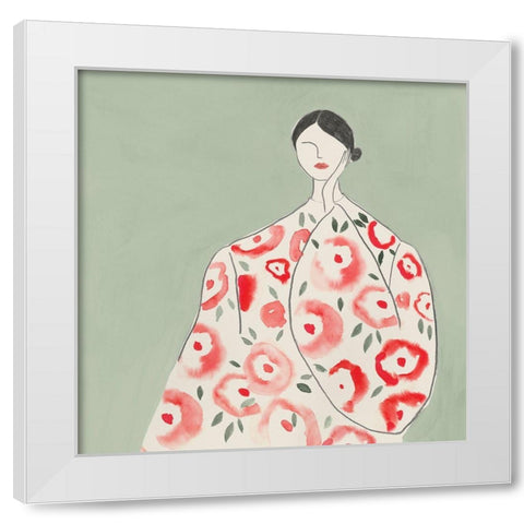 Floral Woman I  White Modern Wood Framed Art Print by Lily K