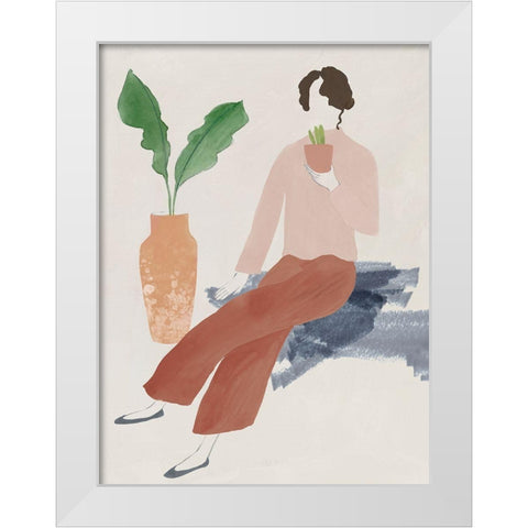 Plant Lady I  White Modern Wood Framed Art Print by Lily K