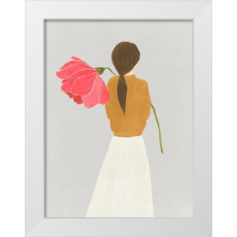 Flower Woman I  White Modern Wood Framed Art Print by Lily K