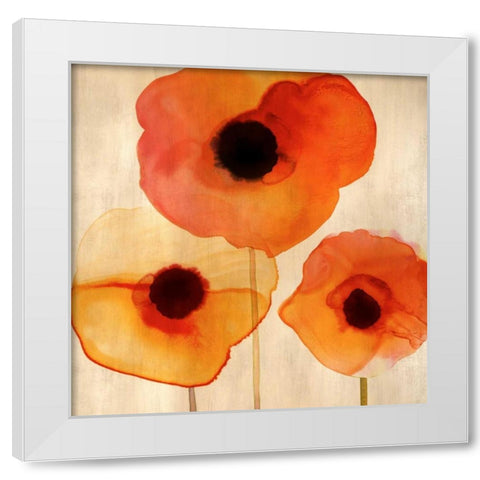 Orange Poppies I White Modern Wood Framed Art Print by Berg, Margaret