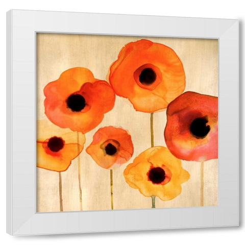 Orange Poppies II White Modern Wood Framed Art Print by Berg, Margaret