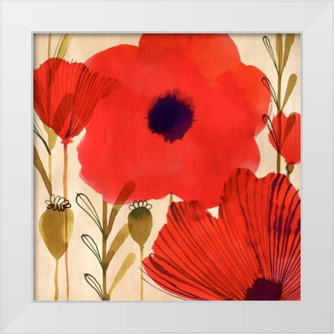 Wild Poppies I White Modern Wood Framed Art Print by Berg, Margaret