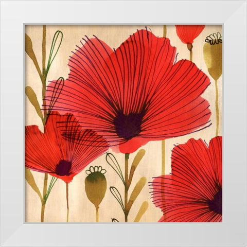 Wild Poppies II White Modern Wood Framed Art Print by Berg, Margaret