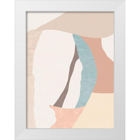 Pastel White Modern Wood Framed Art Print by Modi, Sakshi