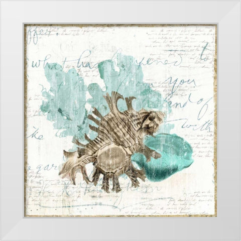Shell Letter I White Modern Wood Framed Art Print by Woods, Maya