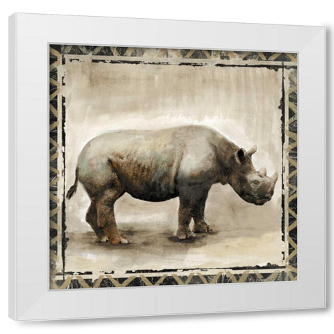 Happy Rhino  White Modern Wood Framed Art Print by Woodey, Michelle