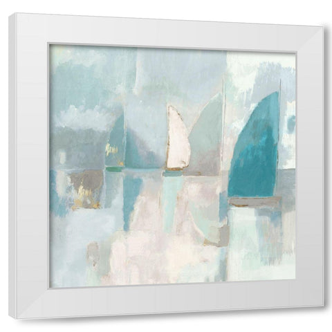 Blue Sails I White Modern Wood Framed Art Print by Woods, Maya
