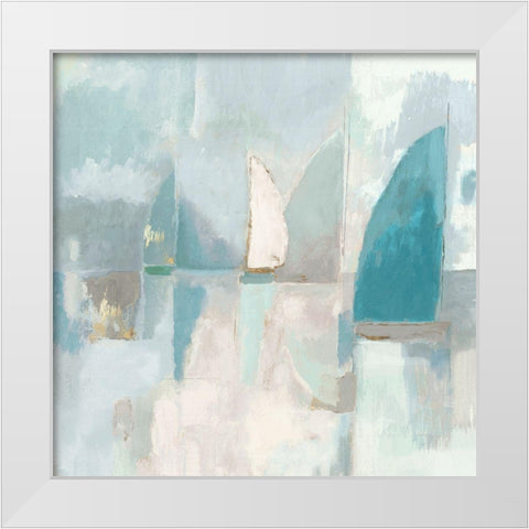 Blue Sails I White Modern Wood Framed Art Print by Woods, Maya