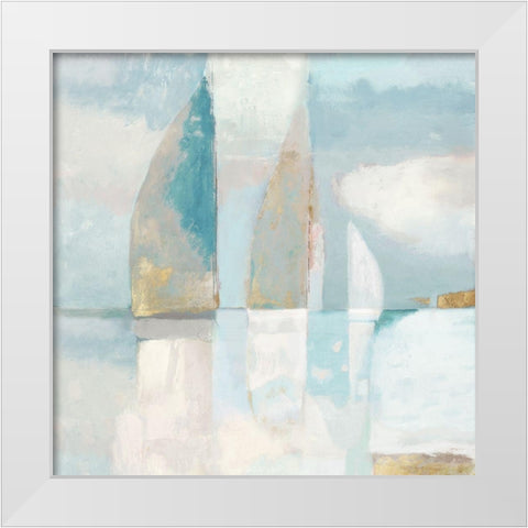 Blue Sails II White Modern Wood Framed Art Print by Woods, Maya