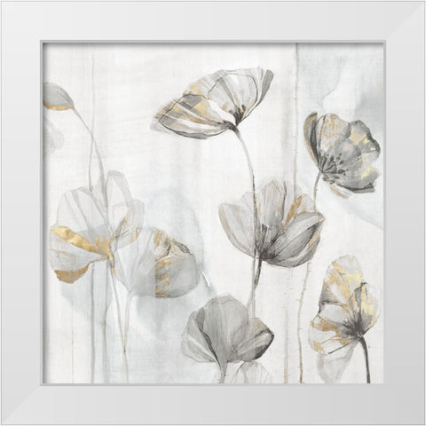 Silver Poppies I White Modern Wood Framed Art Print by Woods, Maya