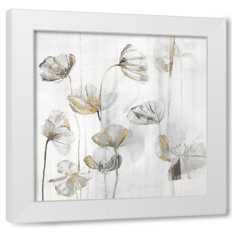 Silver Poppies II White Modern Wood Framed Art Print by Woods, Maya
